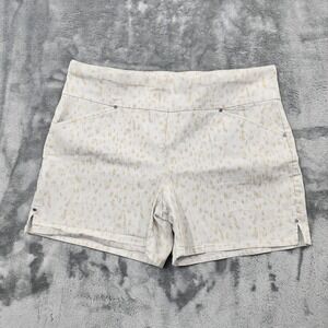 INC International Concepts Shorts Womens 14 White Tan Animal Print Stretch Chino
